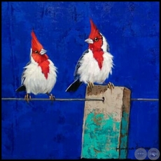Pareja de Cardenales - Pintura de Mónica Goetze